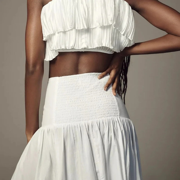 NWT Anthropologie White Poplin Side-Slit Front-Tie Skirt 3X - Picture 5 of 8